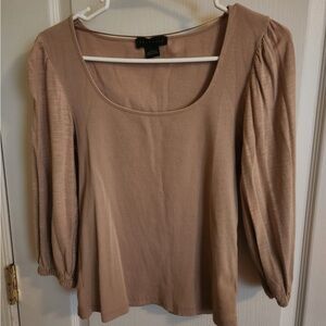 Tan Puff Sleeve Blouse